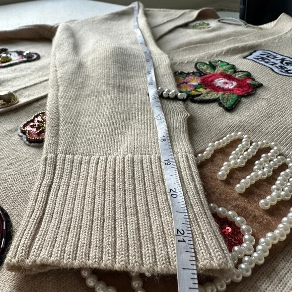 Alice + Olivia Bradford Embellished Grandpa Cardigan Butterfly Hamsa LOVE XS - Picture 16 of 16